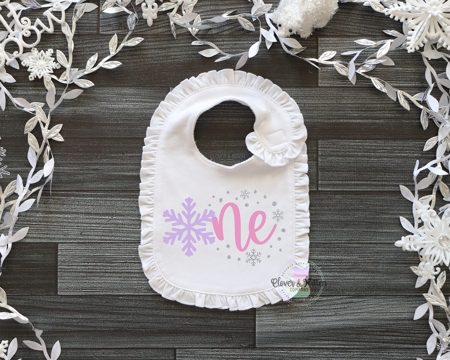 Winter First Birthday Bib, Snowflake Birthday Bib