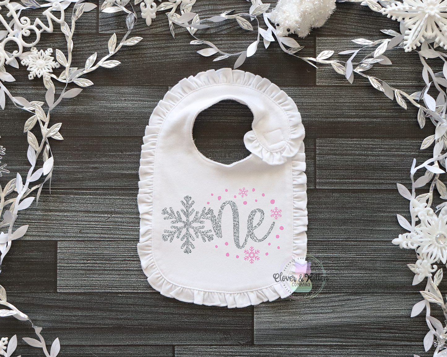 Winter First Birthday Bib, Snowflake Birthday Bib