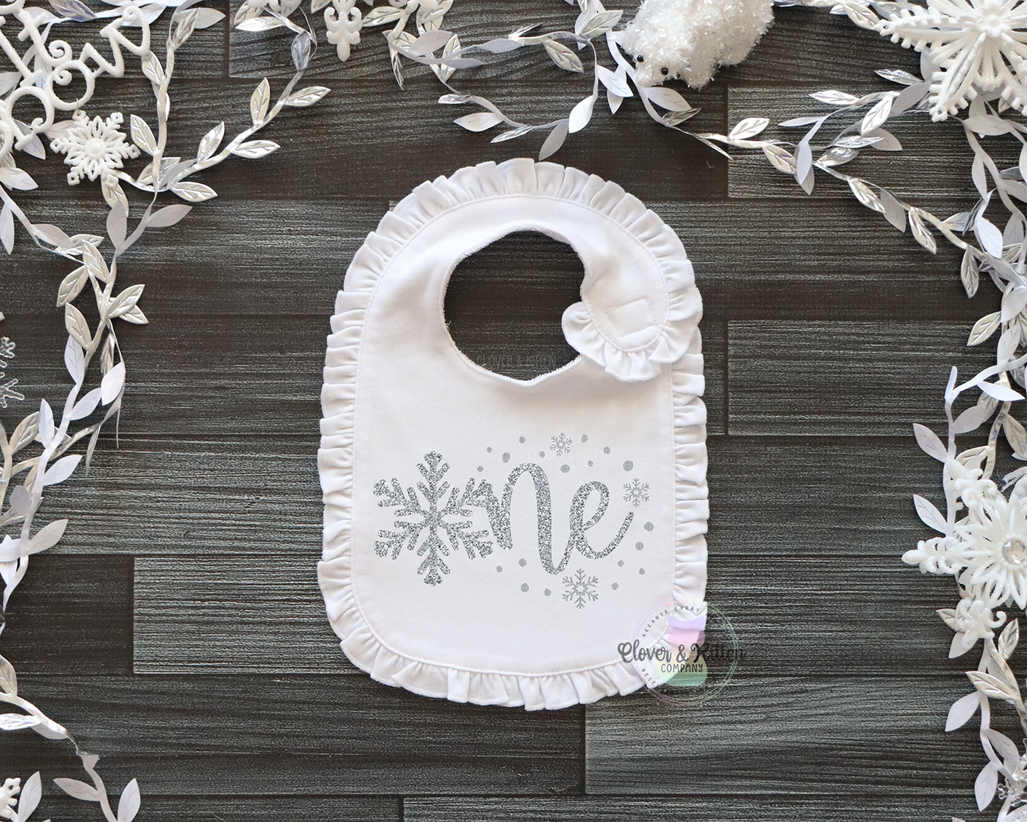 Winter First Birthday Bib, Snowflake Birthday Bib