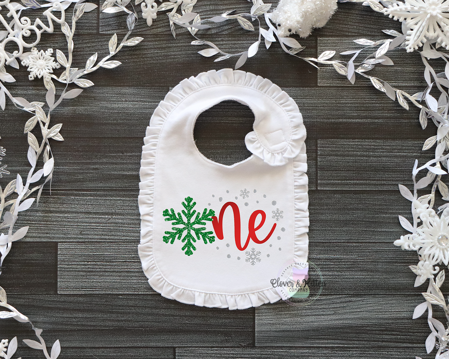 Winter First Birthday Bib, Snowflake Birthday Bib