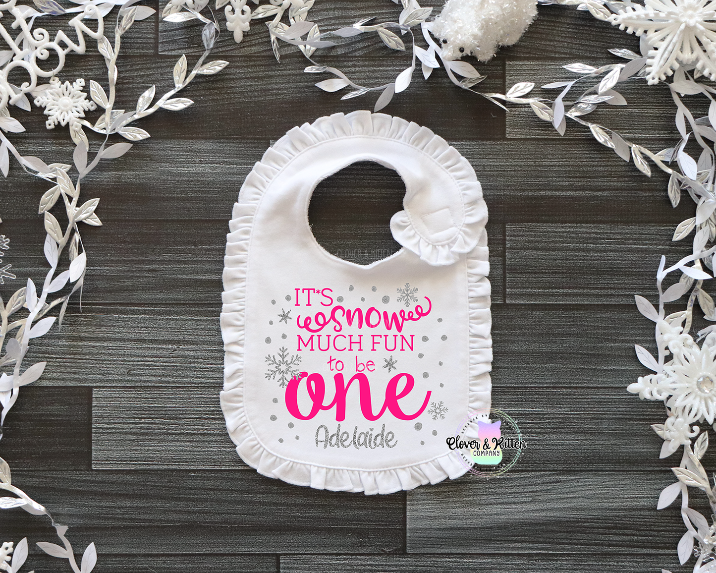 Snow Much Fun to be One Bib, Winter Birthday Bib, Snowflake First Birthday