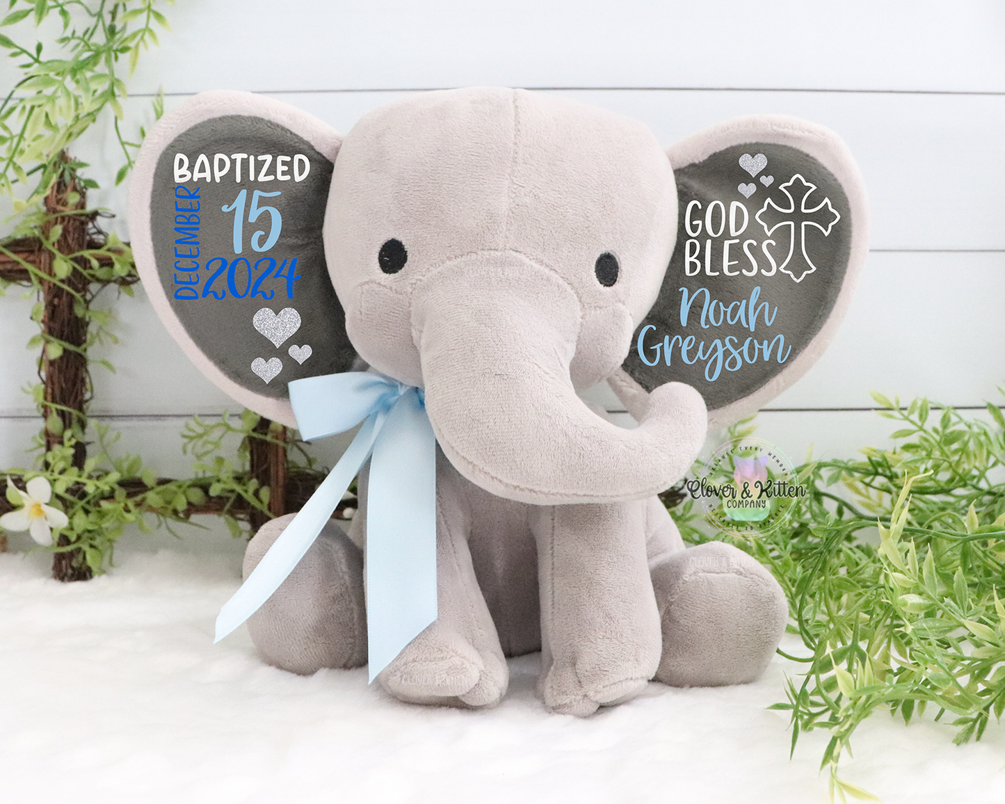 Personalized Elephant, Baptism Gift
