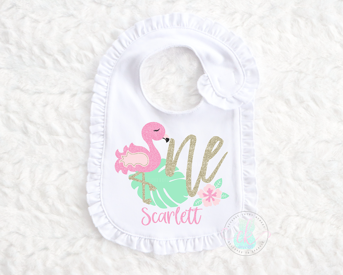 Flamingo First Birthday Bib