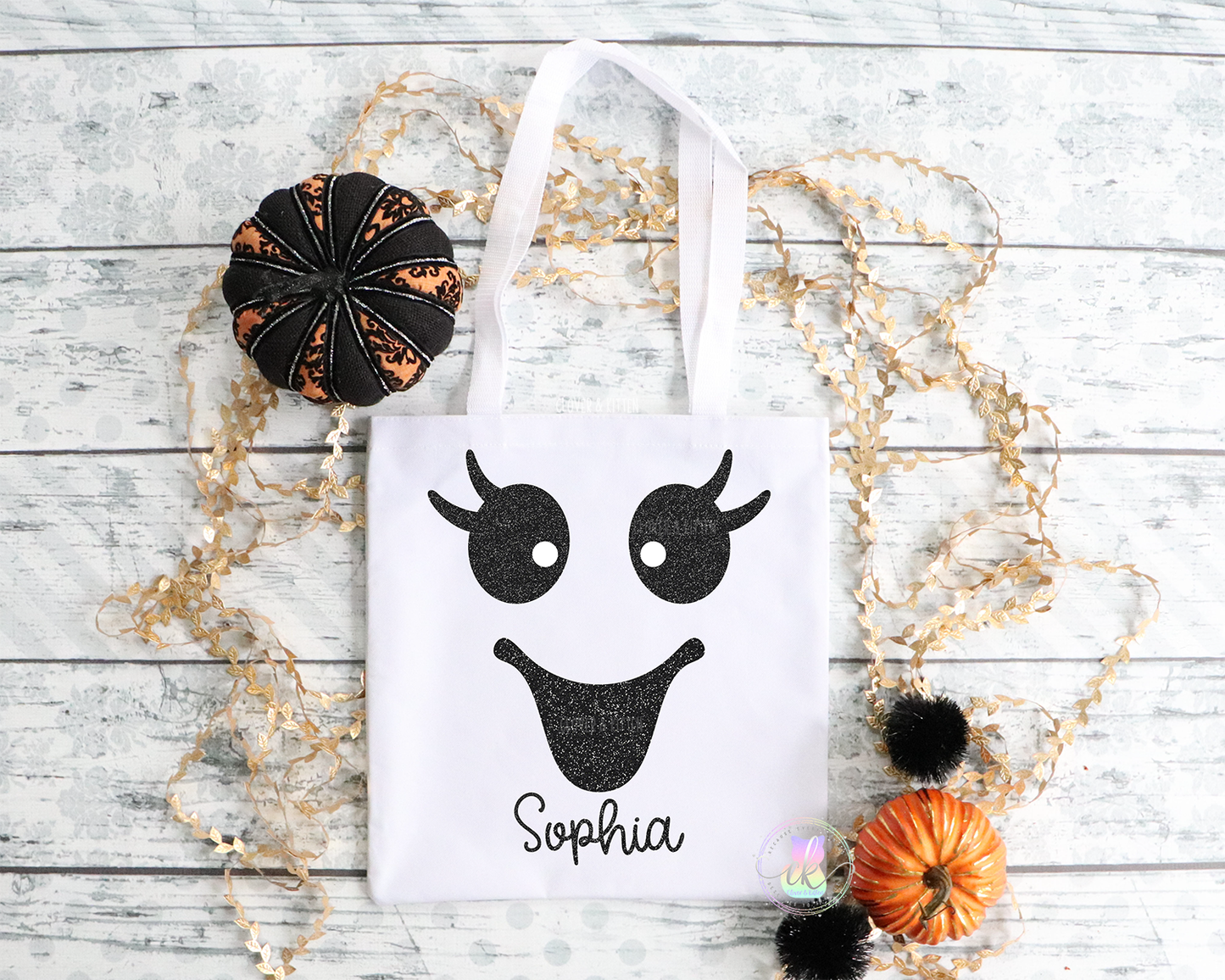 Girls Trick or Treat Bag, Personalized Halloween Treat Bag
