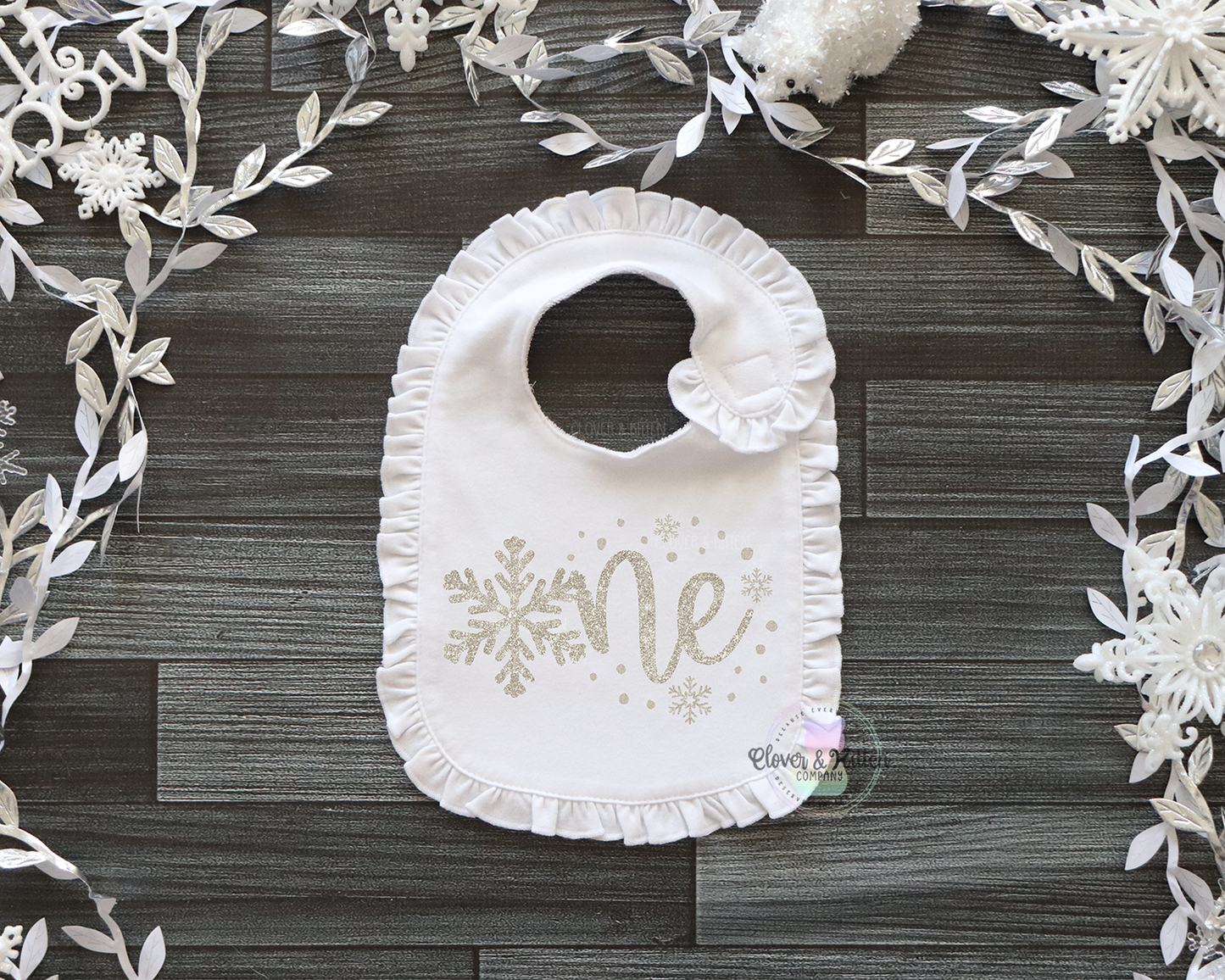 Winter First Birthday Bib, Snowflake Birthday Bib