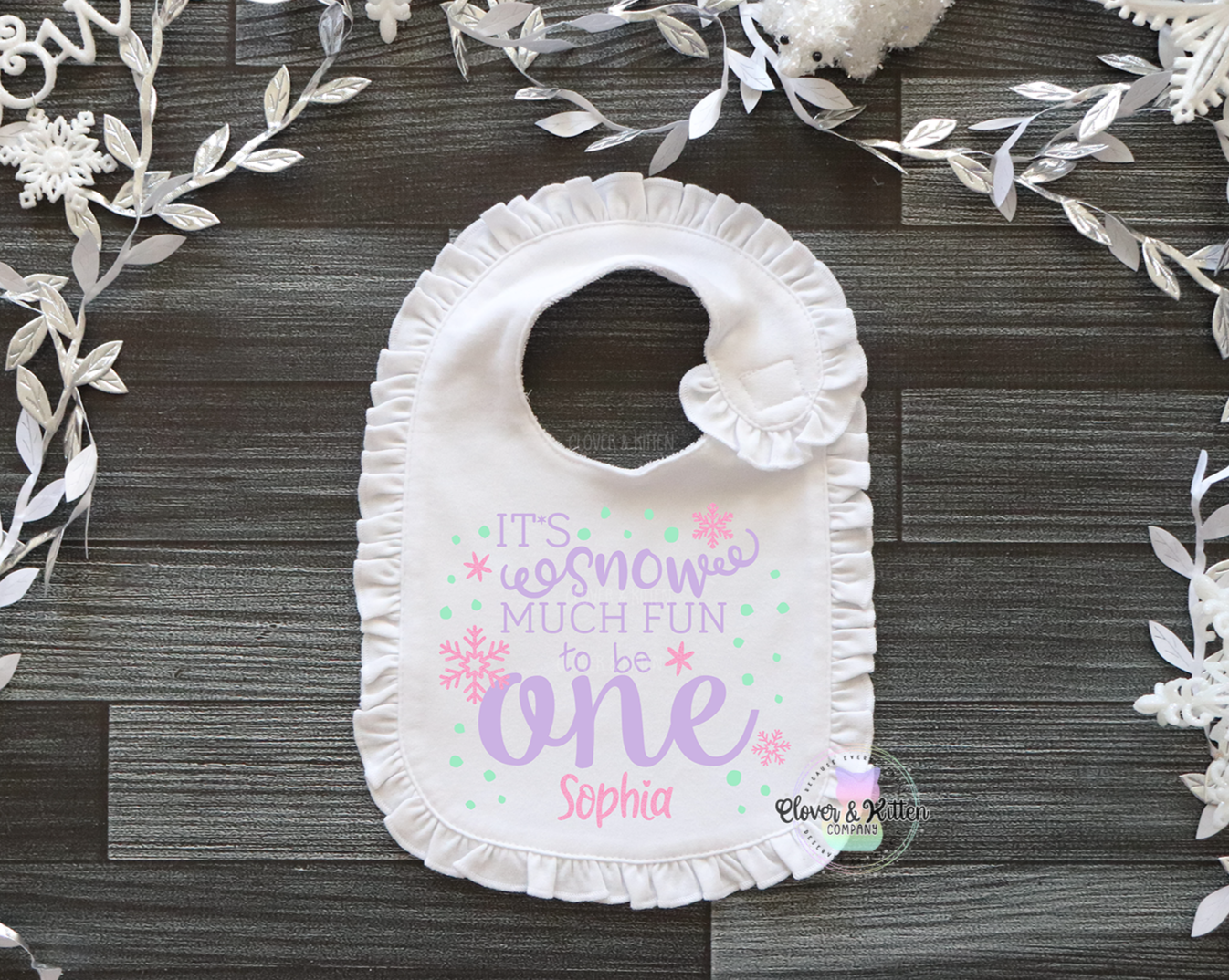 Snow Much Fun to be One Bib, Winter Birthday Bib, Snowflake First Birthday