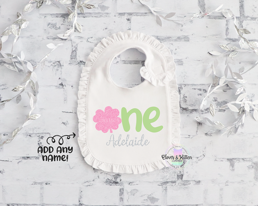 Four Leaf Clover First Birthday Bib