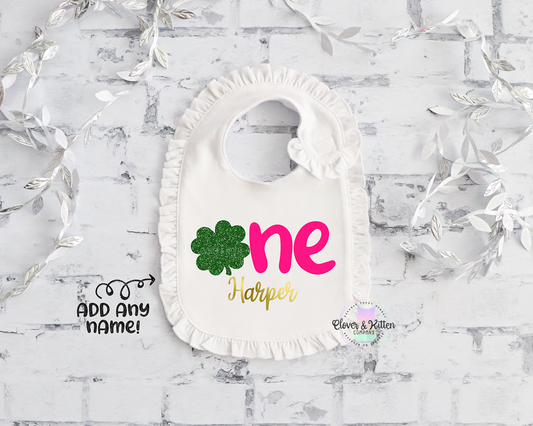 Four Leaf Clover First Birthday Bib