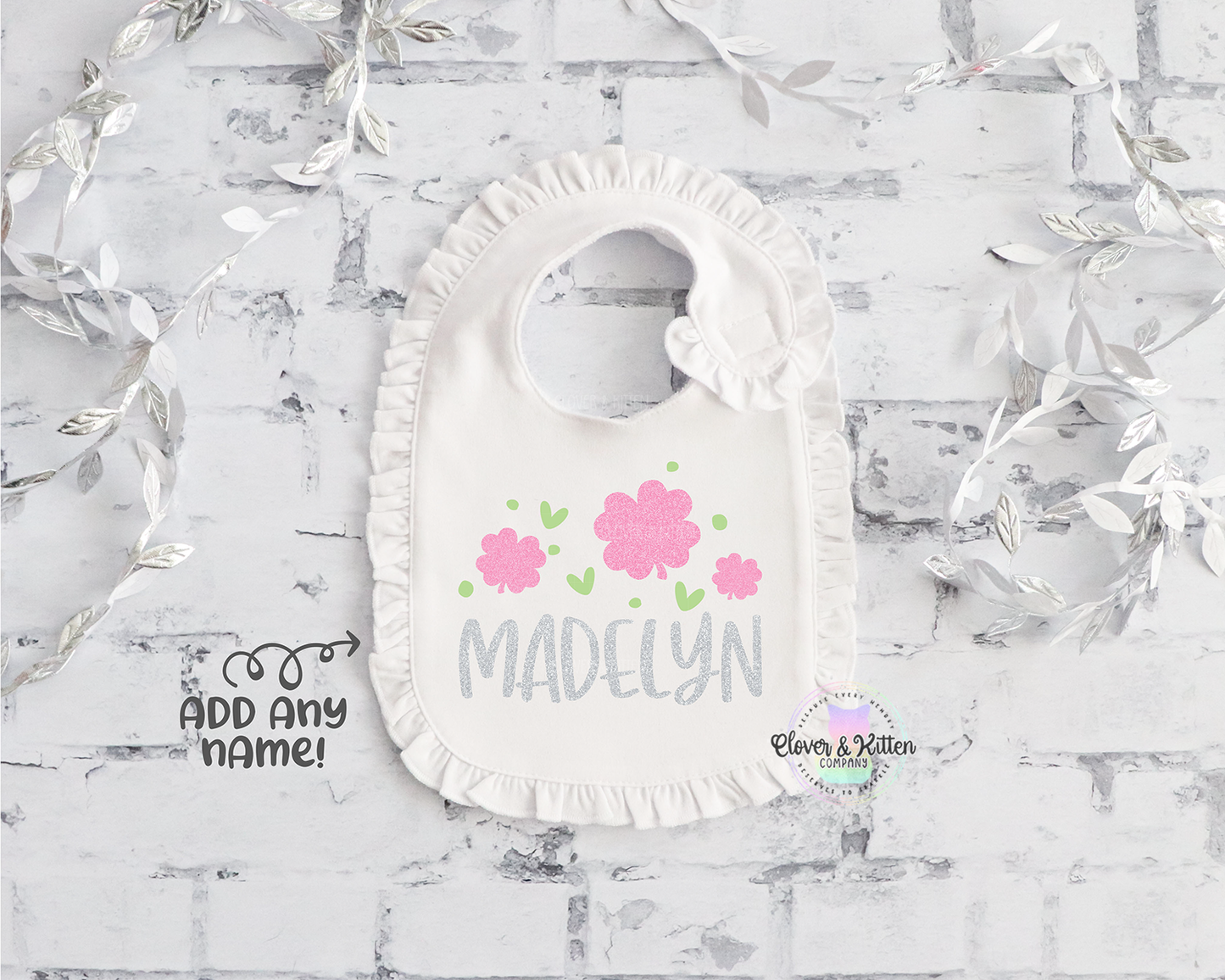Four Leaf Clover Personalized Bib