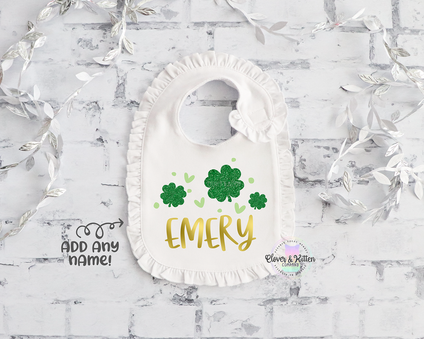 Four Leaf Clover Personalized Bib