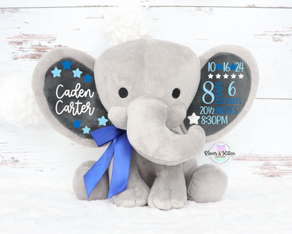 Girls Birth Stat Elephant, Personalized Elephant