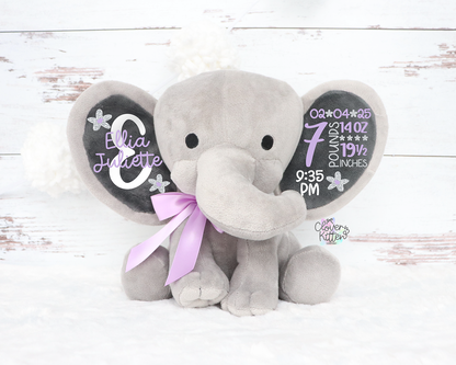 Girls Birth Stat Elephant, Personalized Elephant