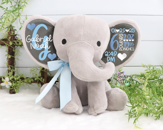 Boys Birth Stat Elephant, Personalized Elephant