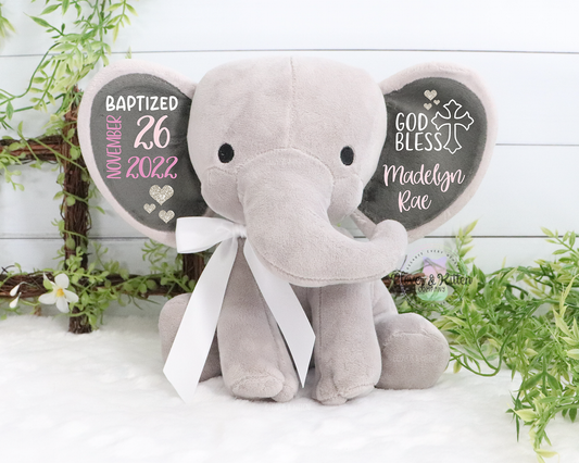 Personalized Elephant, Baptism Gift