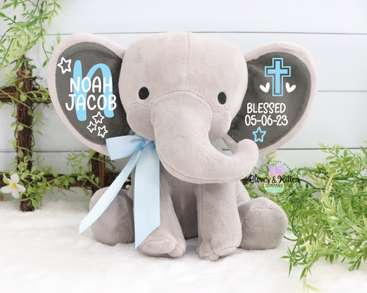 Personalized Elephant, Baptism Gift