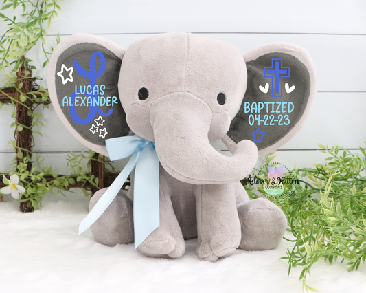 Personalized Elephant, Baptism Gift