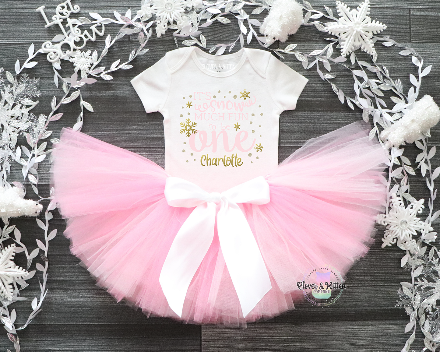 Snow Much Fun To Be One Outfit, Winter First Birthday Outfit, Snowflake Birthday, Pink Gold