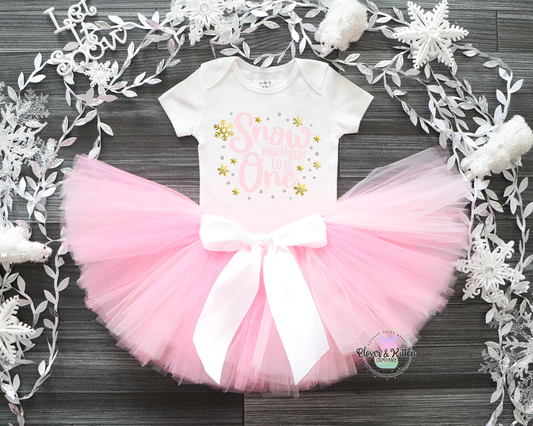 Snow Much Fun To Be One Outfit, Winter First Birthday Outfit, Snowflake Birthday, Pink Gold