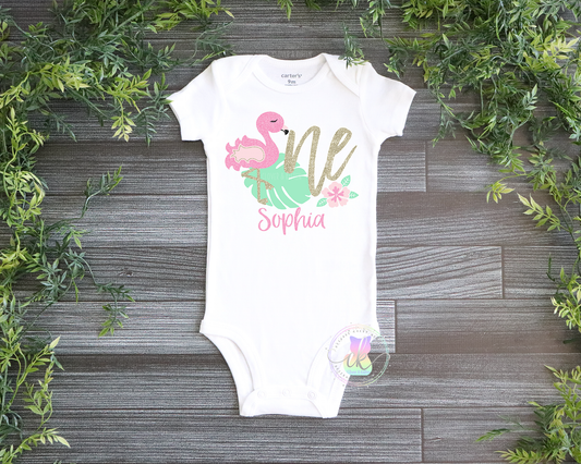 Flamingo First Birthday, Summer Birthday, Flamingo Outfit, Flamingo Bodysuit